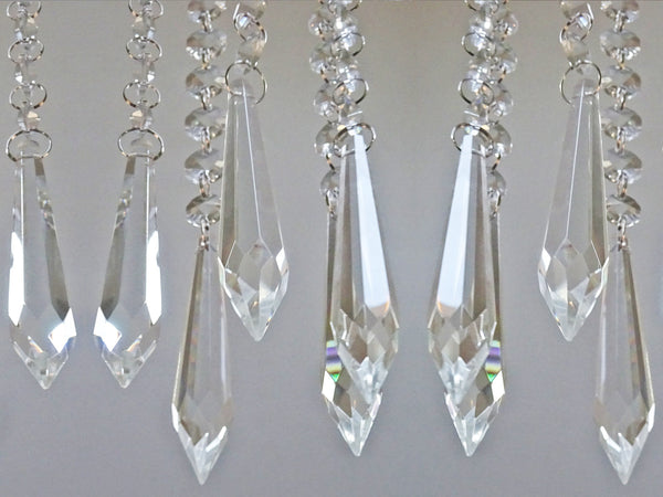1 Chain Strand Clear Glass Torpedo Icicle 13" Chandelier Drops Crystals Beads Garland 10