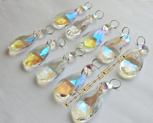 Aurora Borealis 37 mm 1.5" Oval Chandelier Cut Glass Crystals Drops Beads Charms AB Droplets 9