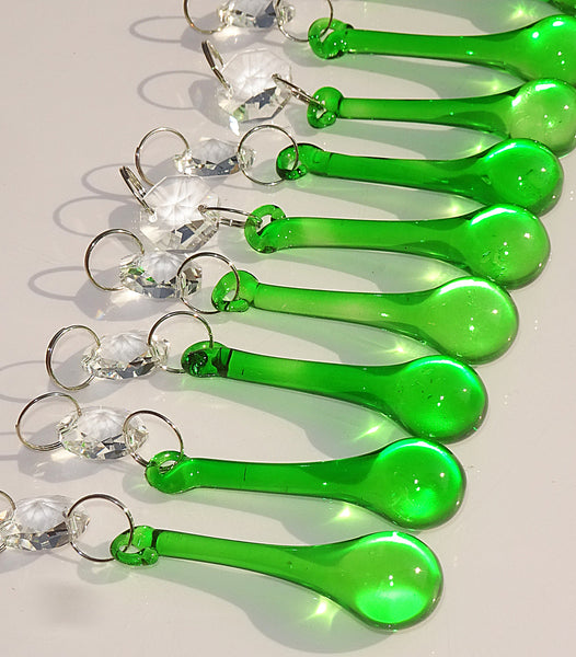 Emerald Green Cut Glass Orbs 53 mm 2" Chandelier Crystals Droplets Beads Drops 11