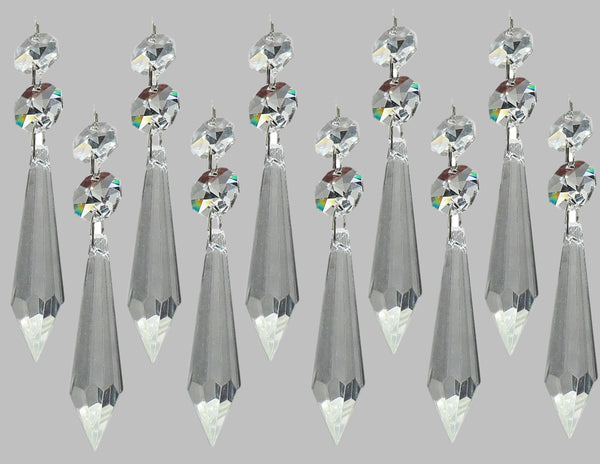 1 Clear XL Torpedo 76 mm 3" Chandelier Droplets Crystals Cut Glass Transparent - Seear Lights