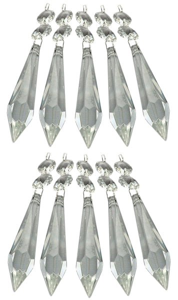 1 Clear XL Torpedo 76 mm 3" Chandelier Droplets Crystals Cut Glass Transparent - Seear Lights