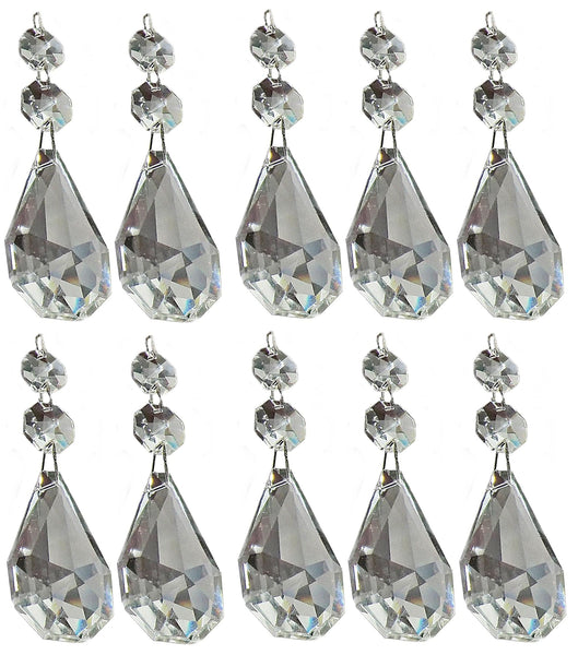 Clear XL Square Oval 62 mm / 2.5" Chandelier Crystals Cut Glass Drops Facet Prisms Chain Droplets 3