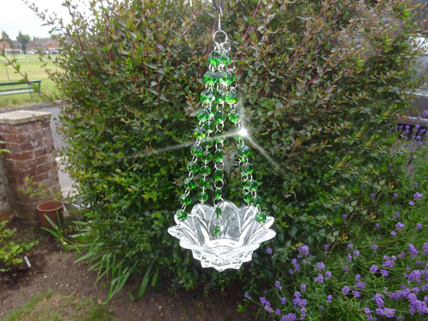 Emerald Green Glass Chandelier Tea Light Candle Holder Wedding Event or Garden Feature 11