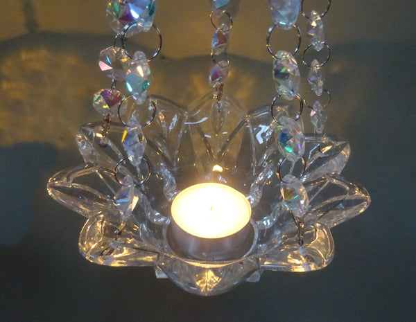 Aurora Borealis AB Glass Chandelier Tea Light Candle Holder Wedding Event or Garden Feature 10