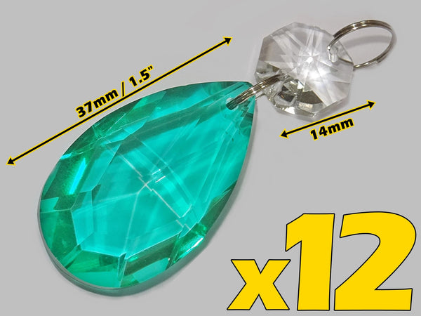 12 Aqua Marine Green Oval 37 mm 1.5" UK Chandelier Crystals Drops Beads Droplets Christmas Decorations 2
