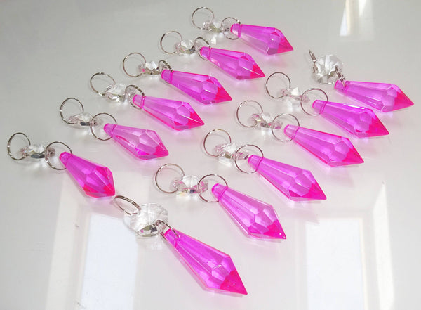 12 Hot Pink Torpedo 37 mm 1.5" Chandelier Crystals Drops Beads Droplets Garden Decorations 8