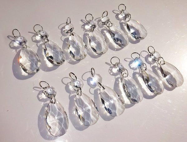 12 Clear Oval 37mm Chandelier Crystals Drops Beads Droplets Garden Window Decorations 4