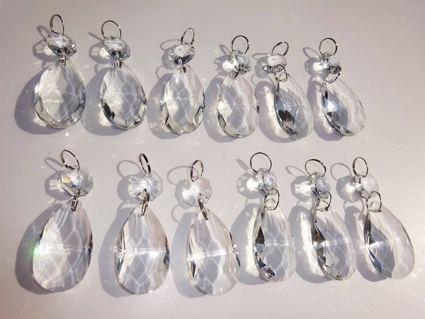 12 Clear Oval 37mm Chandelier Crystals Drops Beads Droplets Garden Window Decorations 7