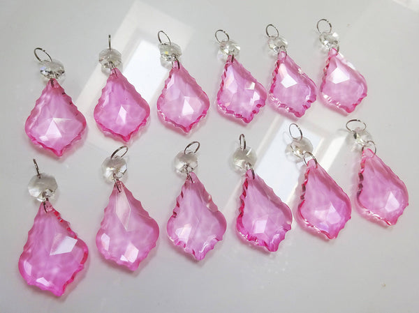 12 Rose Pink Leaf 50 mm 2" Chandelier Crystals Drops Beads Droplets Christmas Wedding Decorations 6