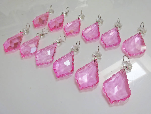 12 Rose Pink Leaf 50 mm 2" Chandelier Crystals Drops Beads Droplets Christmas Wedding Decorations 9