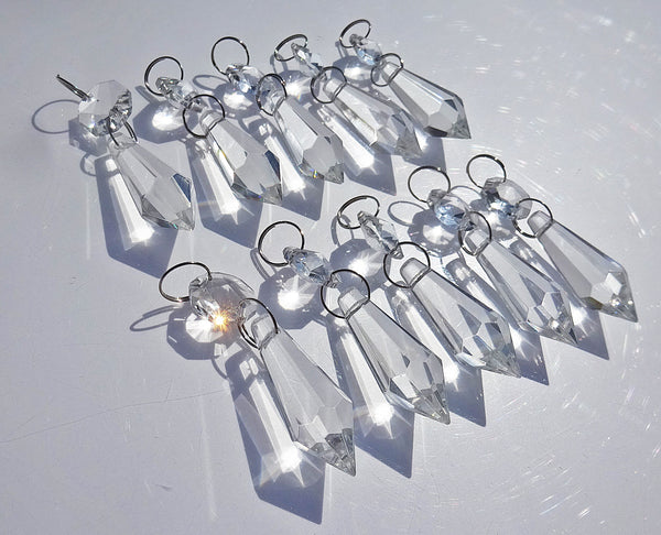 12 Clear Torpedo 37mm Chandelier Crystals Drops Beads Droplets Garden Window Decorations 3