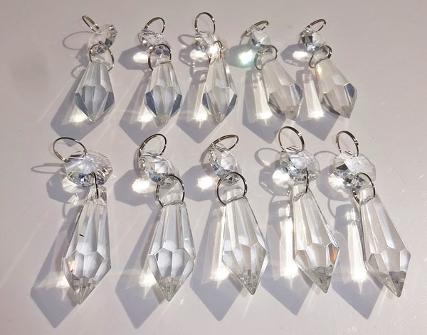 12 Clear Torpedo 37mm Chandelier Crystals Drops Beads Droplets Garden Window Decorations 8