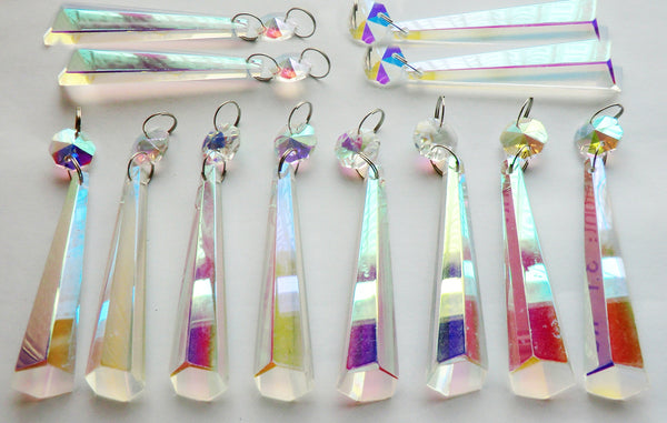 12 Aurora Borealis Icicles 72 mm 3" Chandelier Crystals Drops Beads Droplets Wedding Christmas Decorations 7
