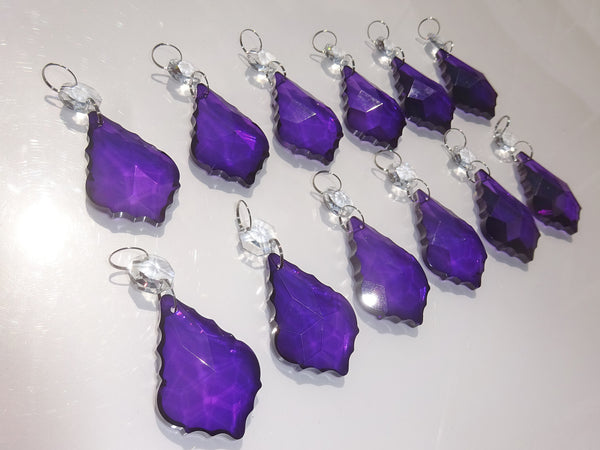 Purple Cut Glass Leaf 50 mm 2" Chandelier Crystals Drops Beads Droplets Light Lamp Parts 12