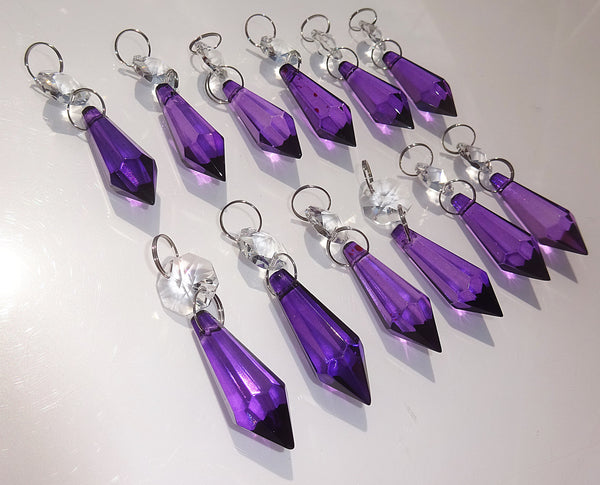 12 Purple Torpedo 37 mm 1.5" Chandelier Crystals Drops Beads Droplets Christmas Decorations 8