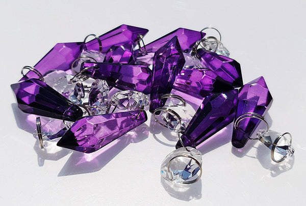 Purple Cut Glass Torpedo 37 mm 1.5" Chandelier Crystals Drops Beads Droplets Light Parts 6
