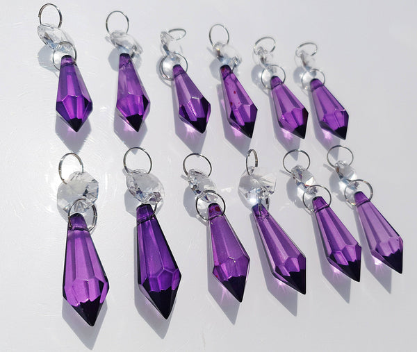12 Purple Torpedo 37 mm 1.5" Chandelier Crystals Drops Beads Droplets Christmas Decorations 3