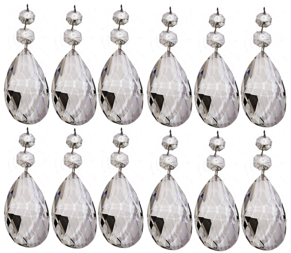 Clear XL 75 mm / 3 Inch Oval Almond Chandelier Crystals Cut Glass Facet Prisms 11