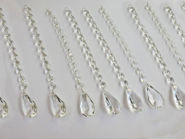 1 Strand Chain Clear Glass XL Squared Oval 13 inch Chandelier Drops Crystals Beads Garland 12