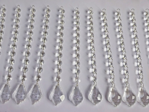 1 Chain Strand Clear Glass Leaf 10.8 inch Chandelier Drops Crystals Beads Garland 9