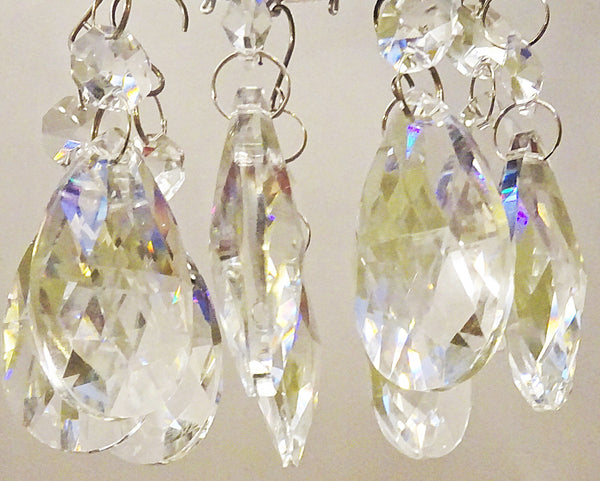 Clear Cut Glass Oval 2 inch Chandelier Crystals Drops Almond Droplets Prisms Transparent 8