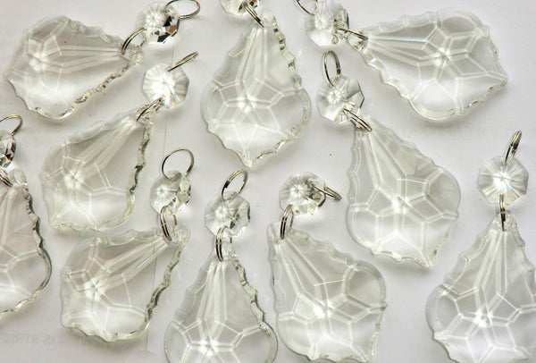 Clear Cut Glass Leaf 50 mm 2" Chandelier Crystals Drops Beads Transparent Droplets 8