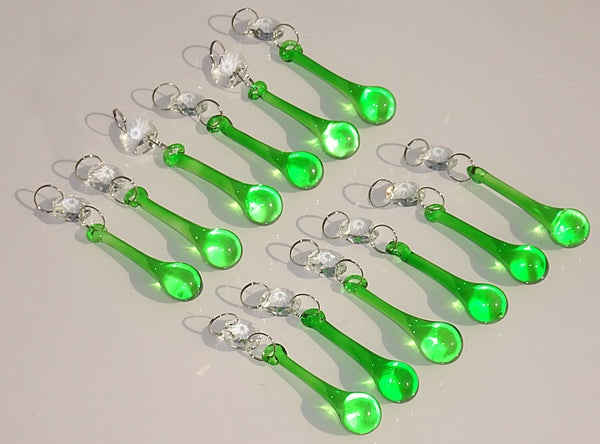 12 Emerald Green Orbs 53 mm 2" Chandelier Crystals Droplets Beads Drops Christmas Wedding Decorations 12