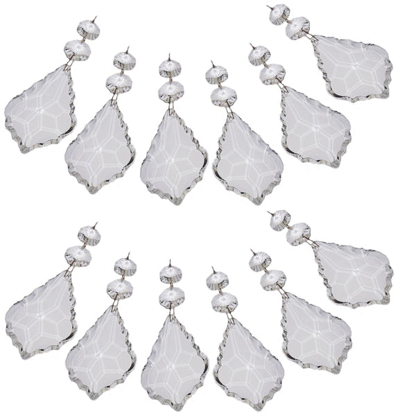 Clear XL 3" Leaf Chandelier Crystals Cut Glass Drops Prisms Beads Droplets Pendalogues 11