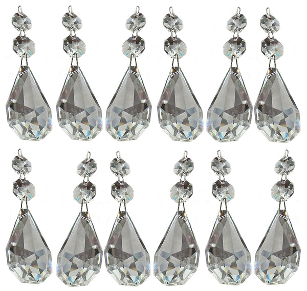 Clear XL Square Oval 62 mm / 2.5" Chandelier Crystals Cut Glass Drops Facet Prisms Chain Droplets 5