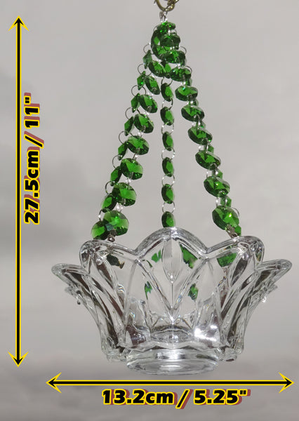 Emerald Green Glass Chandelier Tea Light Candle Holder Wedding Event or Garden Feature 2