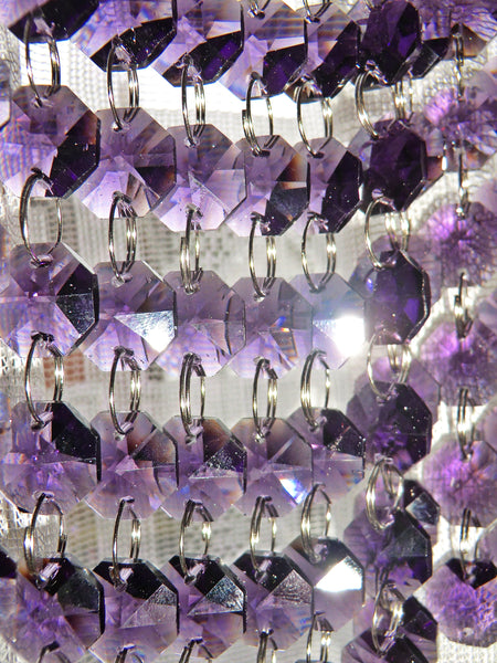 14mm Octagon Purple Chandelier Drops Cut Glass Crystals Garlands Beads Droplets 3