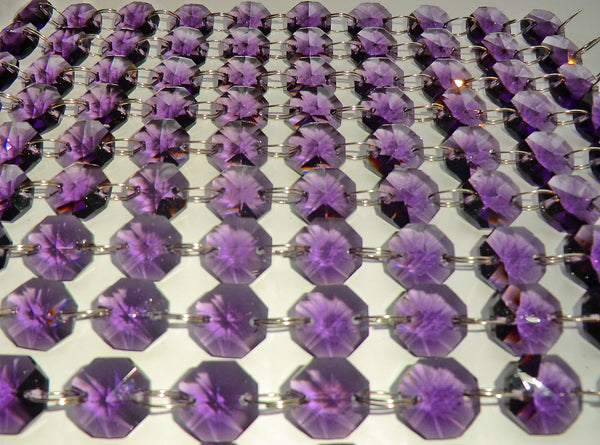 10 Strands Purple 14mm Octagon Chandelier Drops Glass Crystals 2m Garland Beads Droplets 2