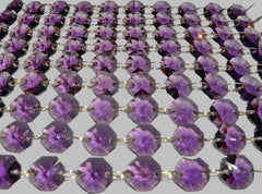 12 Strands Purple 14mm Octagon Chandelier Drops Glass Crystals 2.4m Garland Beads Droplets