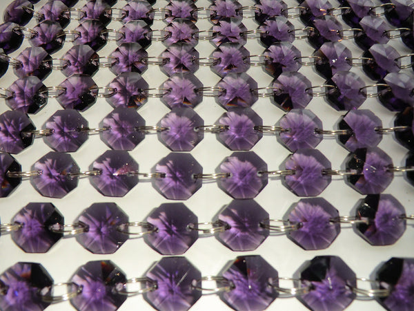 14mm Octagon Purple Chandelier Drops Cut Glass Crystals Garlands Beads Droplets 2