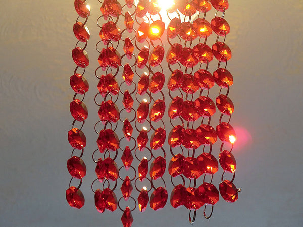 10 Strands Red 14mm Octagon Chandelier Drops Glass Crystals 2m Garland Beads Droplets 11
