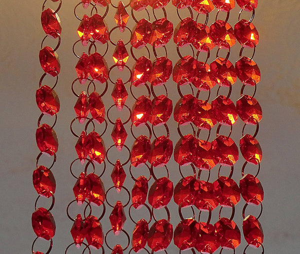 10 Strands Red 14mm Octagon Chandelier Drops Glass Crystals 2m Garland Beads Droplets1