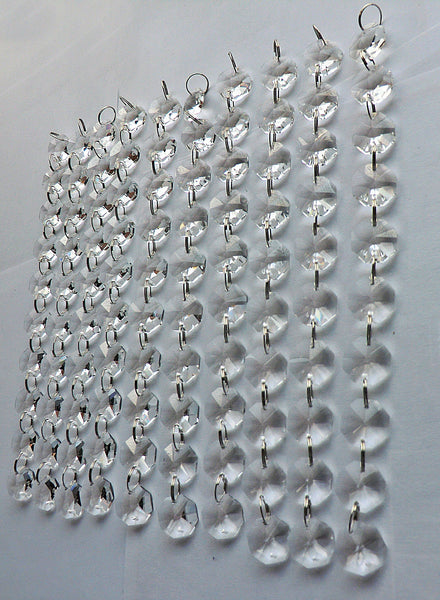 100 x 16mm Octagonal Chandelier Drops Crystals Beads 2.1m Garland 2