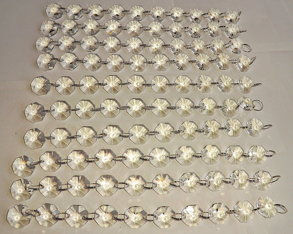 100 x 16mm Octagonal Chandelier Drops Crystals Beads 2.1m Garland 8