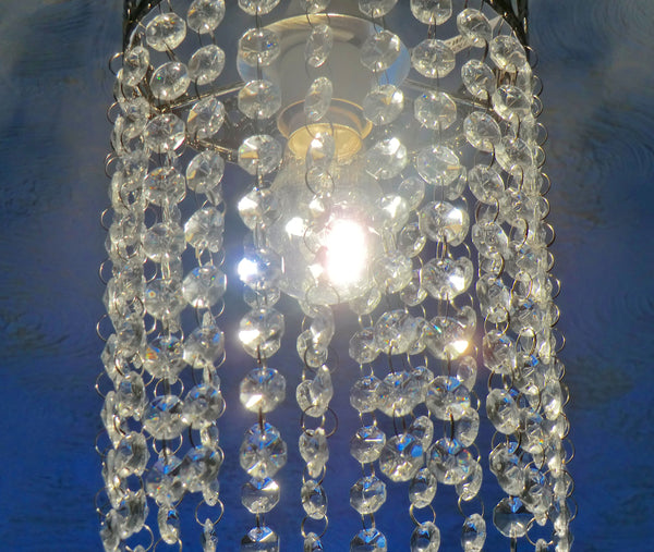 Silver One Tier Chandelier Lampshade Pendant with Acrylic Beads Drops Ceiling Light Lamp Easy Fit 10