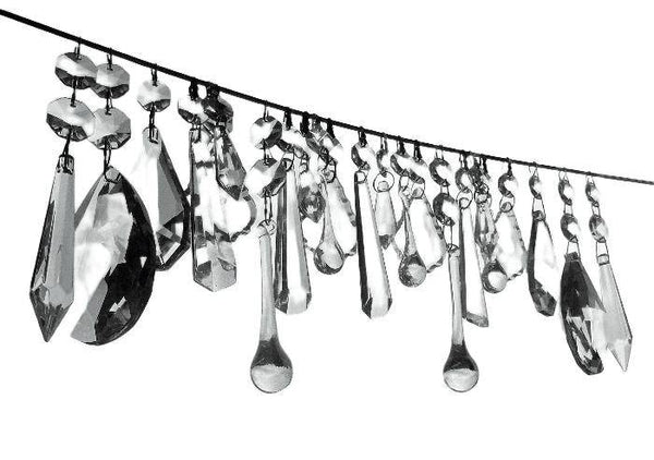 24 Chandelier Drops Crystals Cut Glass Beads XL Droplets & Standard Clear Prisms Hanging Pendants 12