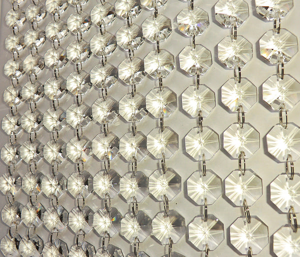 100 x 18mm Octagonal Chandelier Drops Crystals Beads 2.25m Garland 8