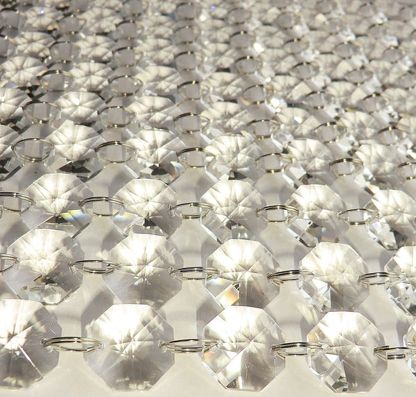 100 x 18mm Octagonal Chandelier Drops Crystals Beads 2.25m Garland 7