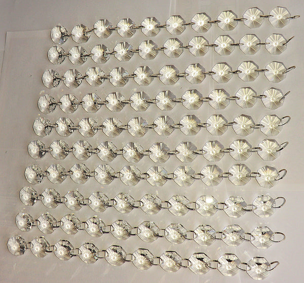 100 x 18mm Octagonal Chandelier Drops Crystals Beads 2.25m Garland 9