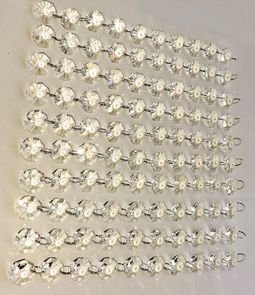 100 x 18mm Octagonal Chandelier Drops Crystals Beads 2.25m Garland 5
