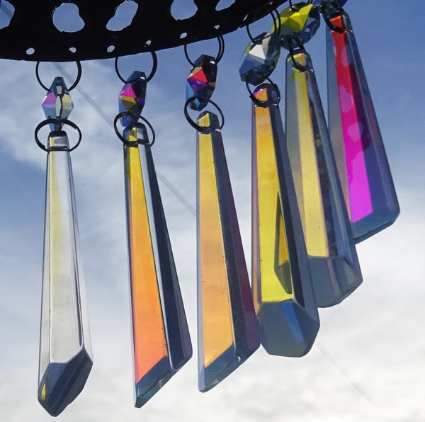 Aurora Borealis 72 mm 3" Icicle Chandelier Cut Glass Crystals Drops Beads AB Droplets Lamp Parts 2