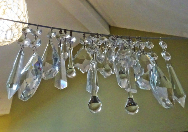 24 Chandelier Drops Crystals Cut Glass Beads XL Droplets & Standard Clear Prisms Hanging Pendants 5