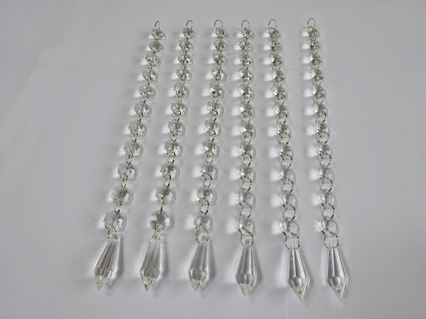 1 Chain Strand Clear Glass Torpedo 10 inch Chandelier Drops Crystals Beads Garland 4