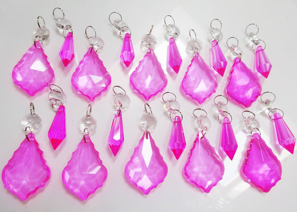 20 Hot Pink Chandelier Drops Crystals Droplets Beads Cut Glass Prisms Lamp Light Parts Drops 2