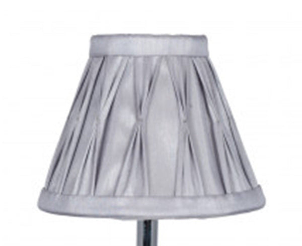 Grey Clip On Bulb Candle Lampshade 6 Inch Chandelier Shade Pleated Poly Silk 3