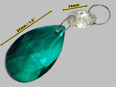1 Peacock Green Cut Glass Oval 37 mm 1.5" Chandelier Crystals Drops Beads Droplets Light Part